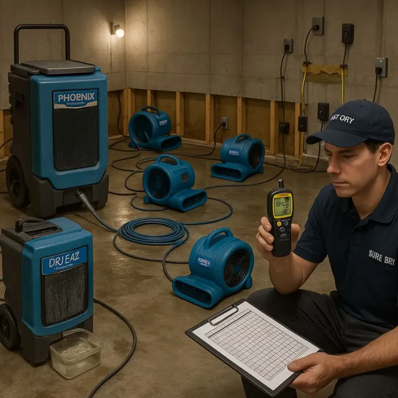 Structural Drying and Dehumidification process in Splendora, TX